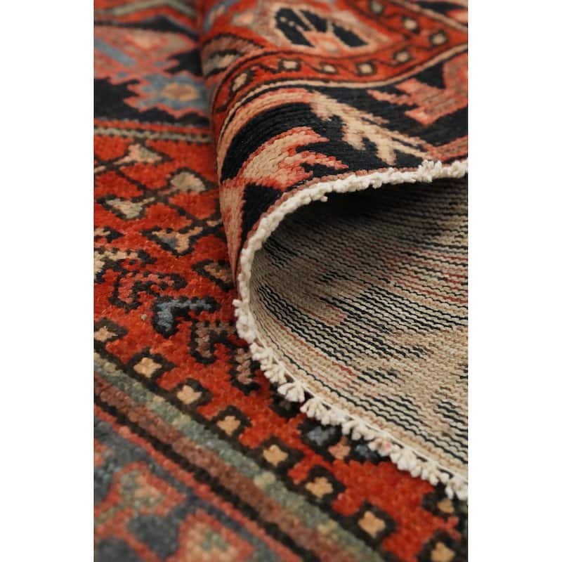 Hand Knotted Oriental 100% Wool Carpet Traditional Medallion Oranges & Rust Hamedan Area Rug - 6' 8'' X 4' 0''