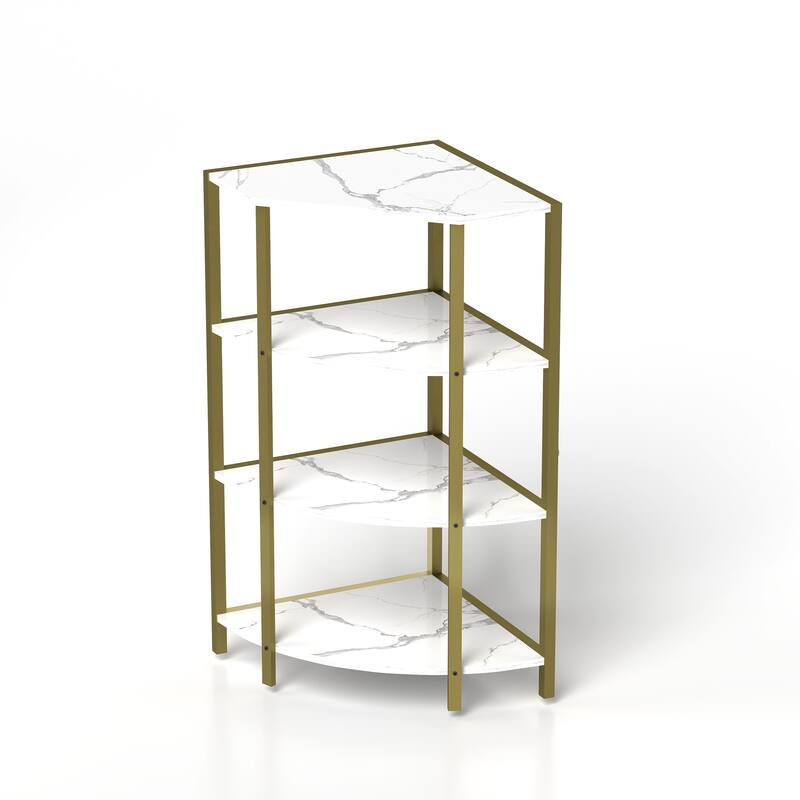 4-Tier Corner Open Shelf,Bookcase Freestanding Shelving Unit,Plant Stand Small Bookshelf for Living Room