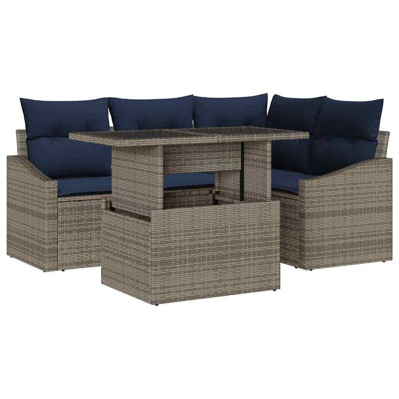 vidaXL 5 Piece Garden Sofa Set with Cushions - 70.3×48.6×27.2