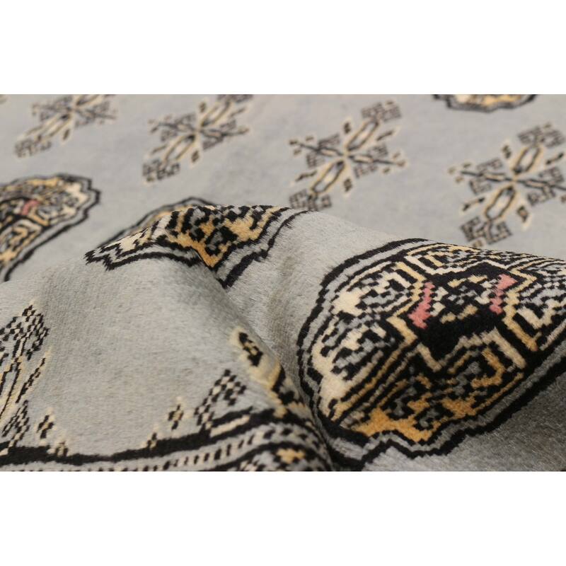 Finest Peshawar Bokhara Grey Rug 5'7" x 7'3" - 5'7 x 7'3