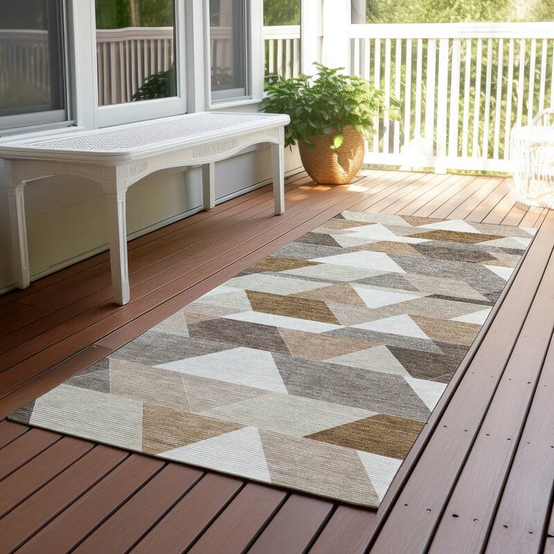 Machine Washable Indoor/ Outdoor Modern DeVaughn Chantille Rug - Ivory - 2'3" x 7'6"