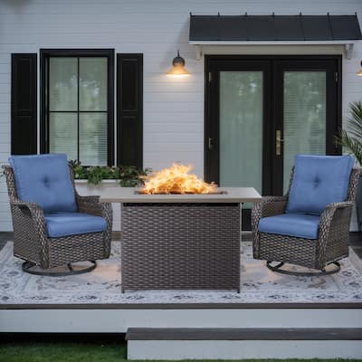 2 Swivel Chairs with Fire Pit Table
