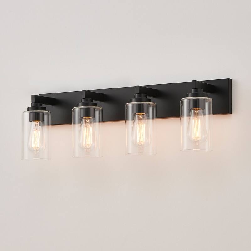 KAWOTI 28.4" 4-Light Bathroom Vanity Light with Clear Glass Shade