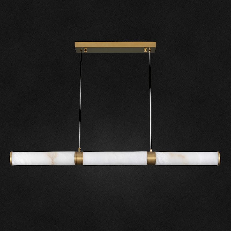 KAYLA L47.2in Alabaster Chandelier,Brass LED Chandeliers - 47.2in
