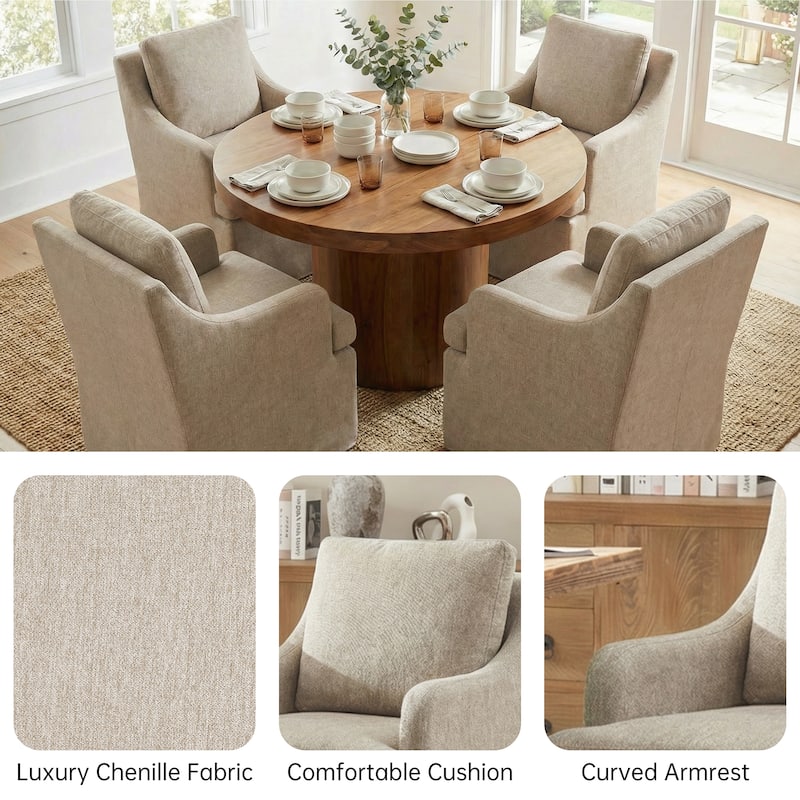 Upholstered Dining Chairs, Modern Kitchen Chairs Dinner Chairs with 4 Casters