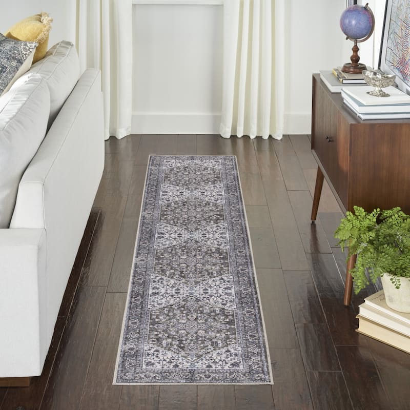 Power Loomed Distressed Floral Area Rug