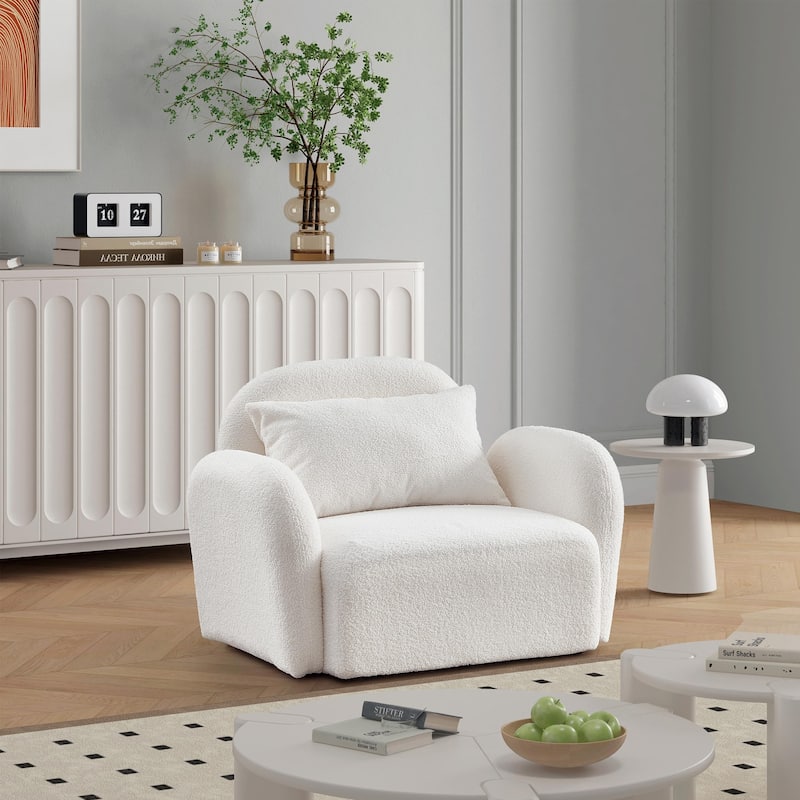 Elegant Lazy Sofa Chair in Plush Teddy Fabric
