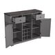 preview thumbnail 26 of 33, 47 in. Modern X-Door Wine Cabinet w/ Built-in Wine Rack - 47" in Width
