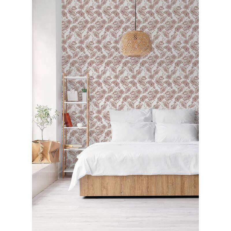 NuWallpaper Gilded Floral Oxblood Peel and Stick Wallpaper