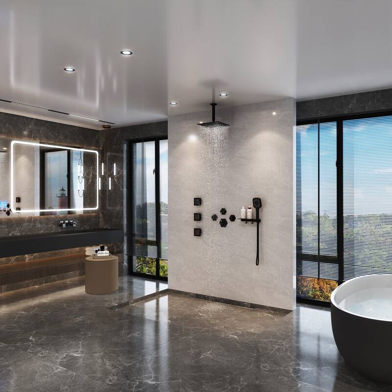 12 Inch Wall Mounted Thermostatic 3 Functions Shower System