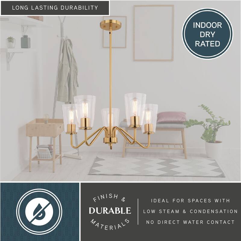 Beverly Chandelier Light Fixture Clear Glass Shade, LED Compatible