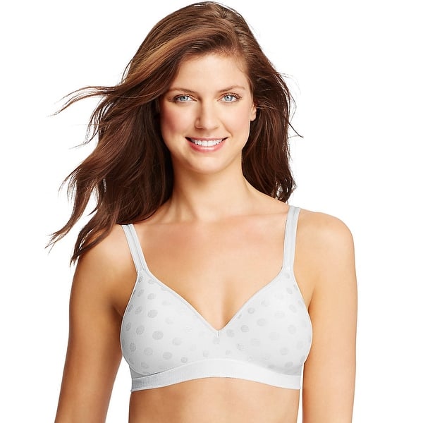 Hanes Perfect Coverage Comfortflex Fit Wirefree Bra Size L Color White
