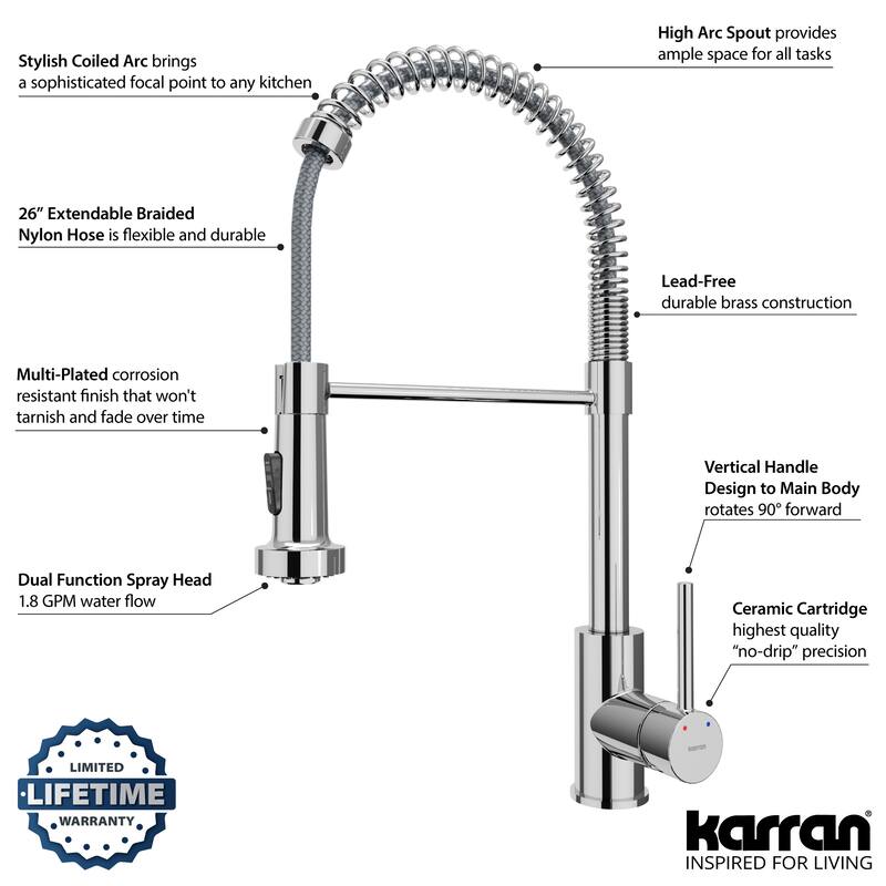 Karran Kadira Single-Handle Pull-Down Sprayer Kitchen Faucet