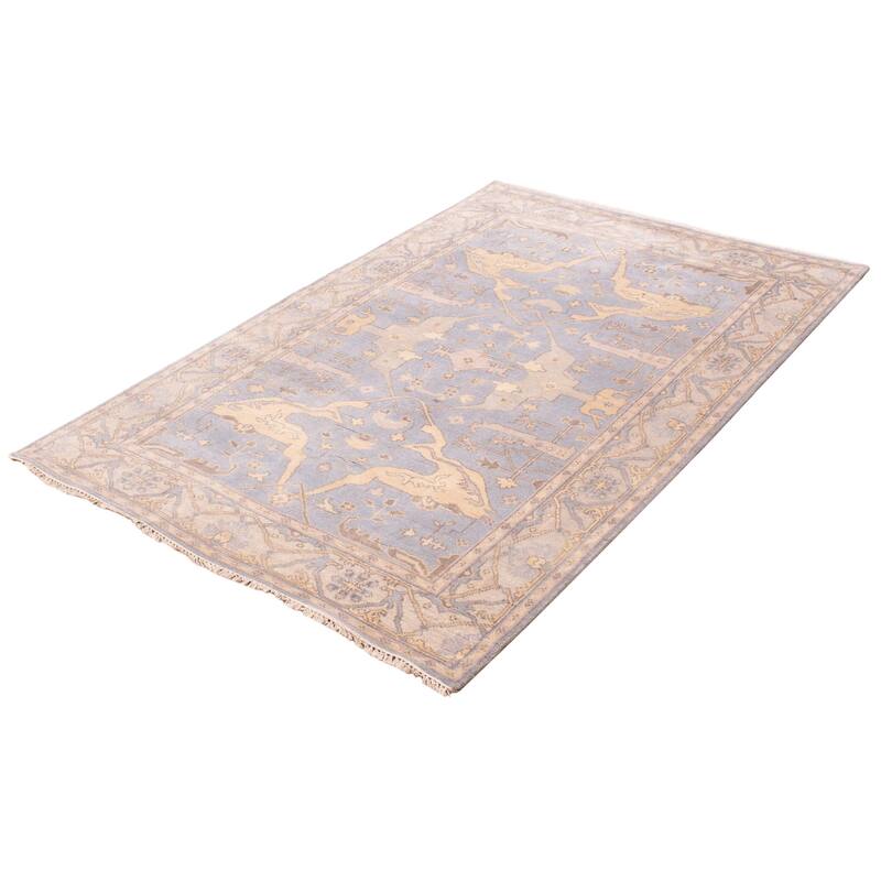 ECARPETGALLERY Hand-knotted Royal Oushak Light Blue Wool Rug - 6'3 x 9'3