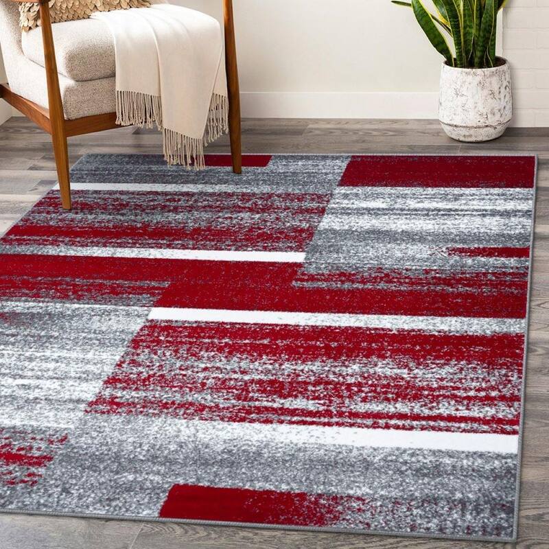 Luxe Weavers Art Deco Abstract Geometric Area Rug - 2x7 - Red