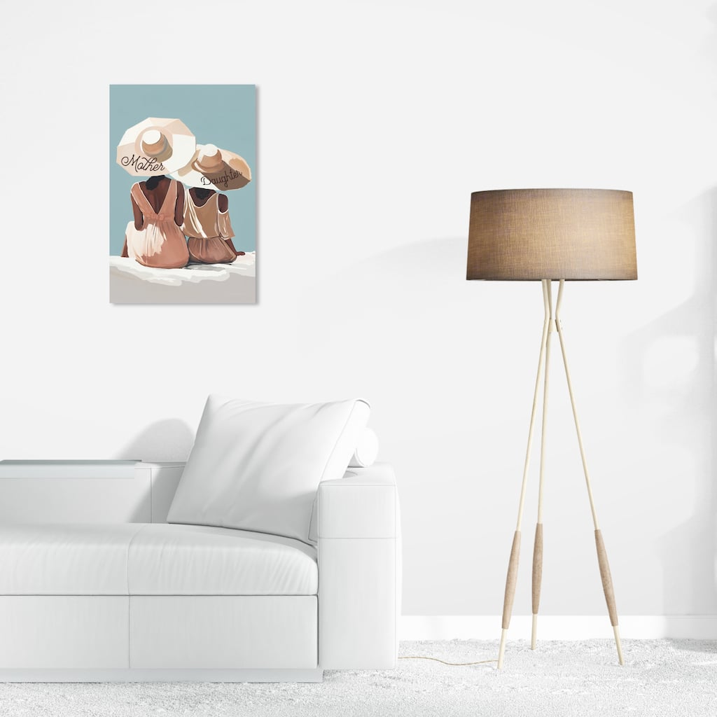 Wynwood Studio Fashion and Glam Mother and Daughter Love White and Cream White Nautical & Coastal Wall Art Canvas Print