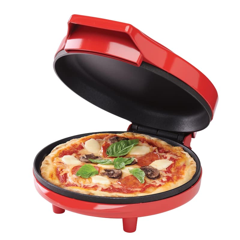 Betty Crocker 8" Travel Pizza Maker Plus, Indoor Electric Grill With Insulated Travel Bag - Red