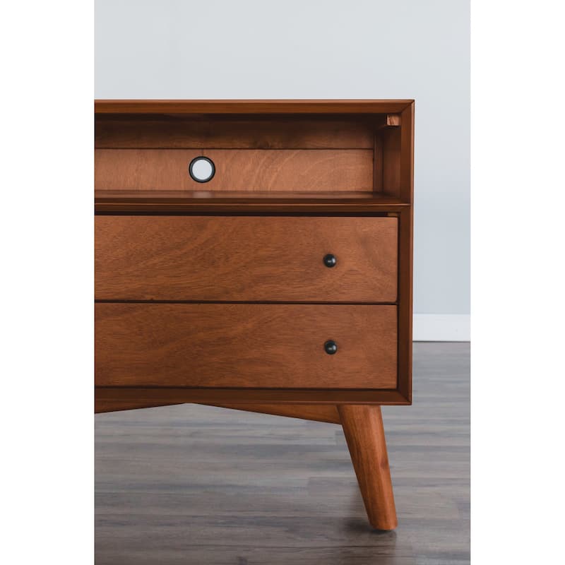 Alpine Furniture Flynn Mid Century Modern Large 2 Drawer Nightstand