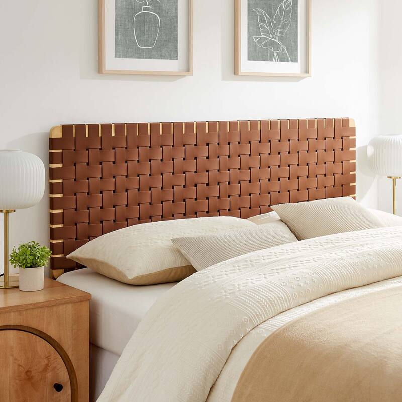 Sparta Twin/Full/Queen/King Vegan Leather Weave Headboard - Natural Brown