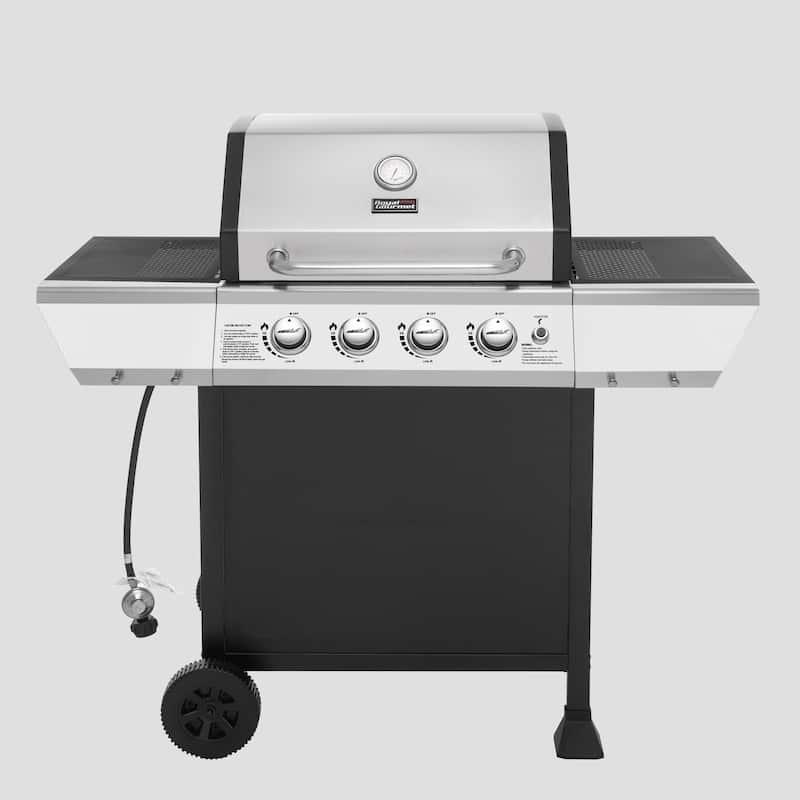 Royal Gourmet SG4003B 4-Burner BBQ Propane Gas Grill with Stainless Steel Upper Lid, Black & Silver - Black - Propane Gas