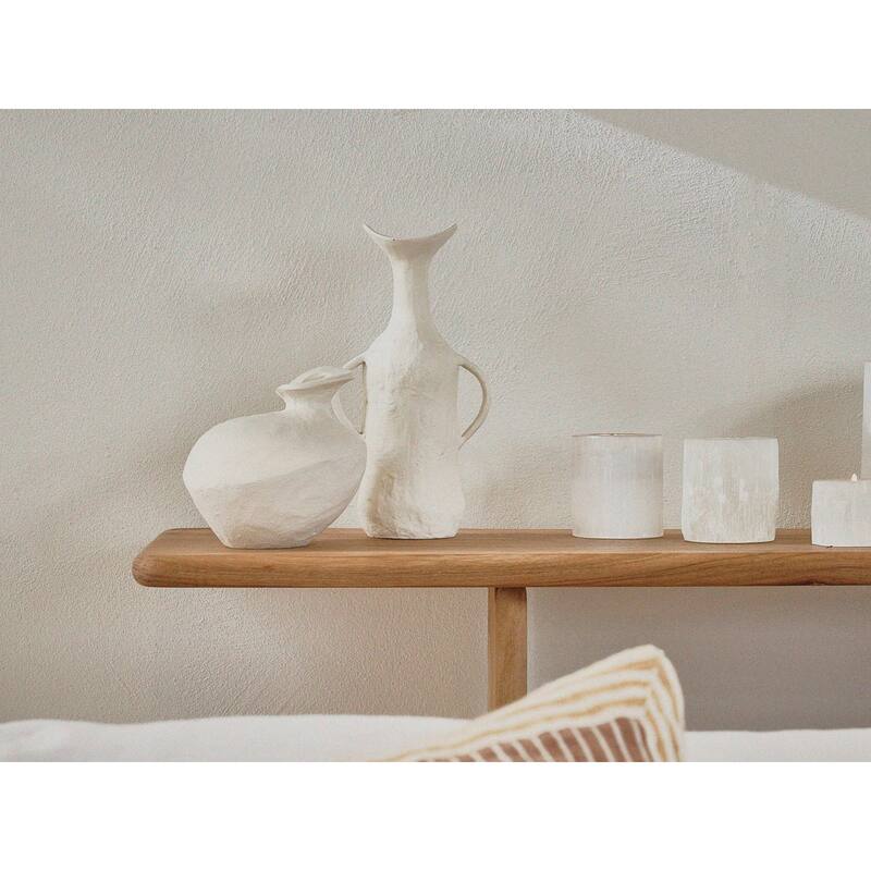 Matte Aluminum Jug Vase with 2 Handles - 10" - White