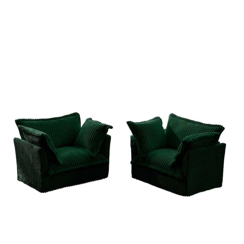 Leisure Armchair with Removable Covers, Accent Chair with Deep Seat, Lounge Chair with High Back Pillows, Set of 2