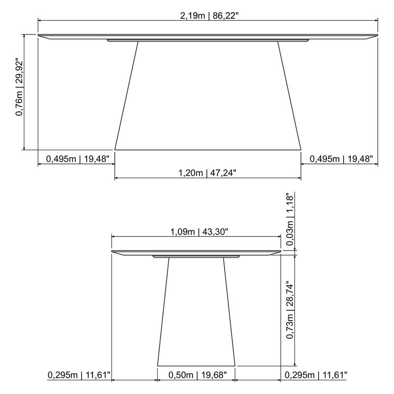 Fortaleza 86" Oval Dining Table