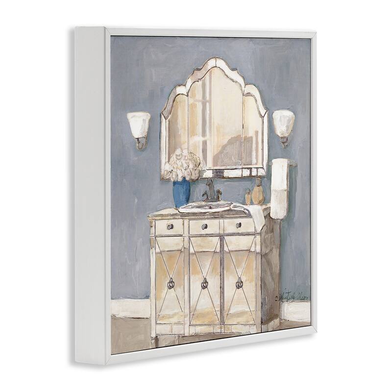 Stupell Traditional Bathroom Sink & Mirror Framed Giclee Art Design By Charlene Olson