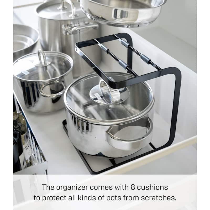 Yamazaki Home Two-Tier Pot Rack, Steel - L 8.27 x W 8.07 x H 8.86 inches