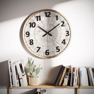 Luciana Woven Rattan Round Wall Clock - 23.5"H x 23.5"W x 1"D