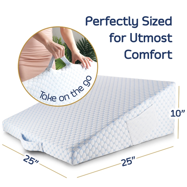 Nestl Cooling Bed Wedge Pillow with Bolster Pillow 25 x 25 x 10 8 in 1 Triangle Pillow Wedge for Sleeping Acid Reflux