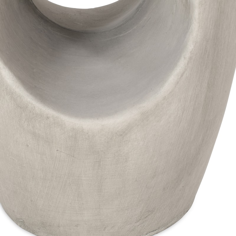 Roomfitters Sirius Concrete Side Table, Modern Round Outdoor Accent Table with Cutout Design, Grey - Gray