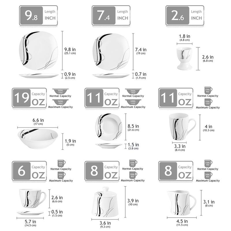 VEWEET 100-Piece White Porcelain Dinnerware Set (Serves for 12)