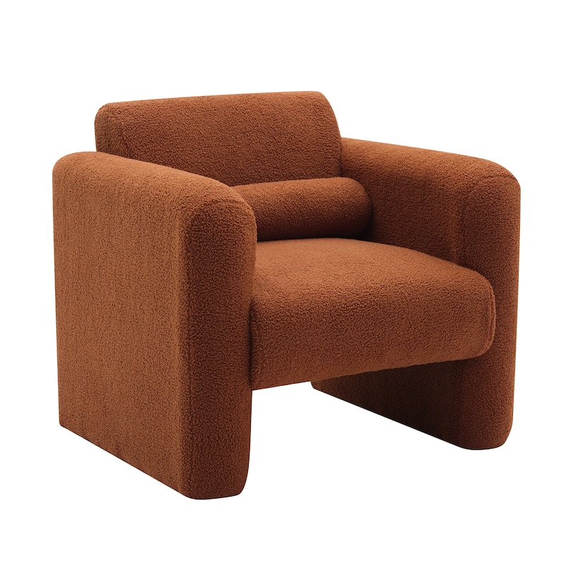 Lambskin Sherpa Fabric Upholstered Comfy Reading Arm Chair