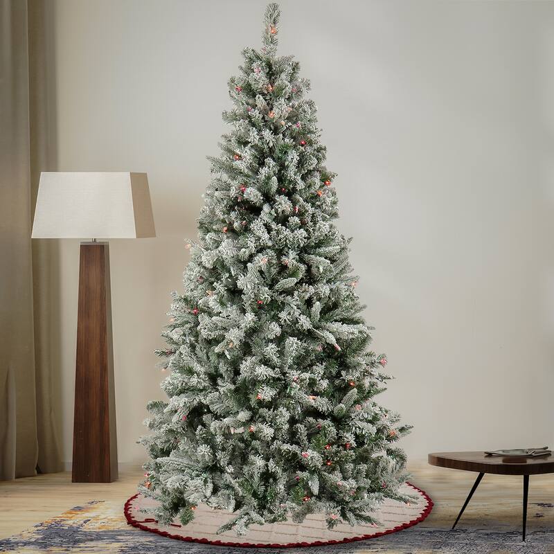 National Tree Company 6.5 ft. Pre-lit Artificial Feel Real Snowy Mixed Pine Hinged Tree, 400 Multi Lights- UL - 6.5 Foot