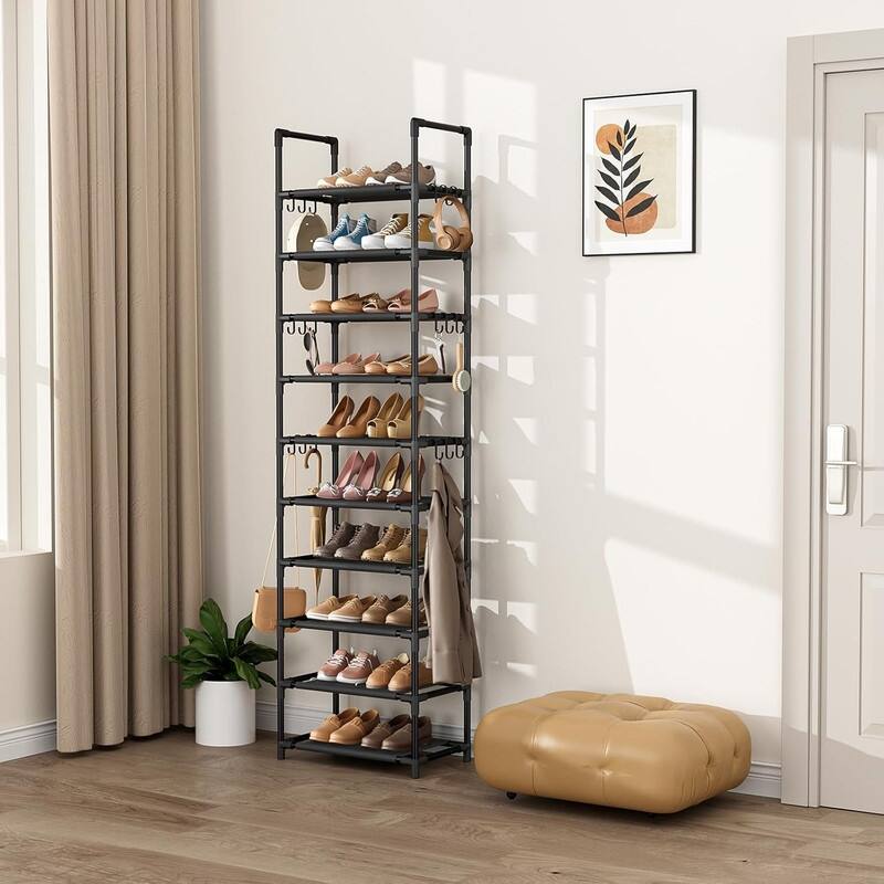 10-Tier Shoe Rack - Large Capacity 50 Pair Organizer