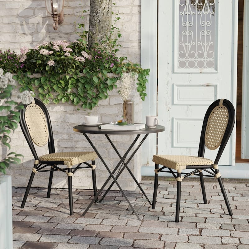 2 Pack All-Weather Commercial Paris Chairs with Metal Frames