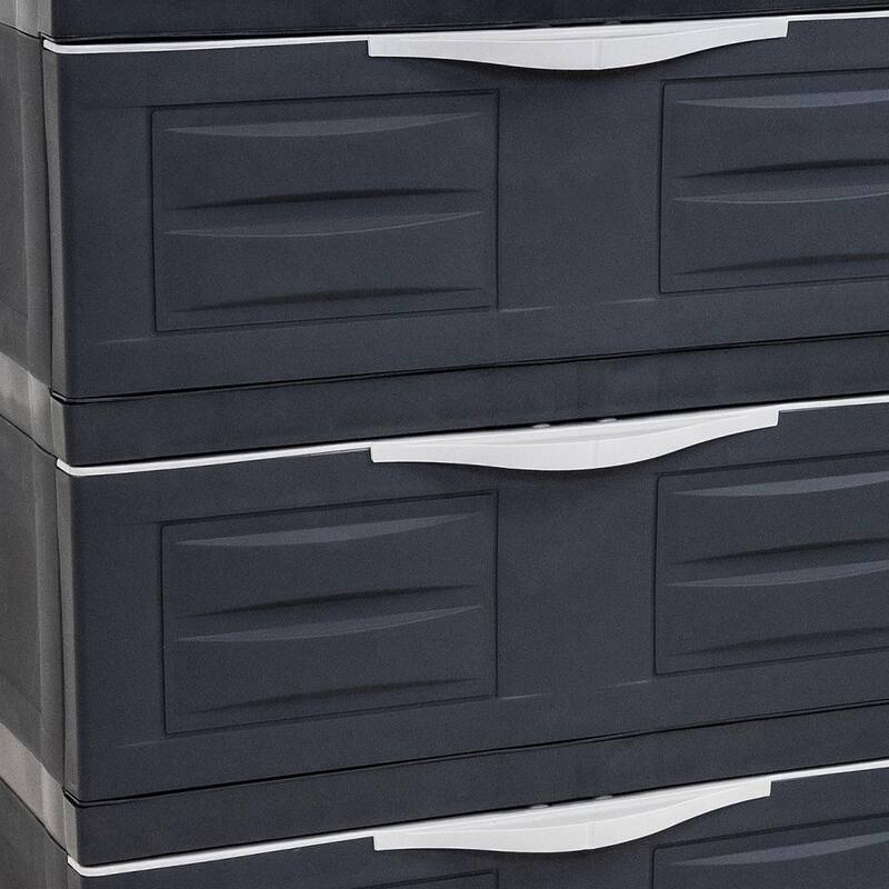 HomeRoots 30" Dark Gray Heavy Duty Plastic Three Drawer Utility Cabinet - 23.25 in. x 29.50 in. x 14.00 in.