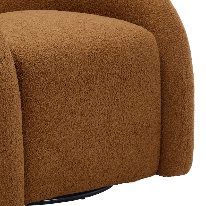 Modern Upholstered Swivel 360 degree Rotation Boucle Barrel Chair