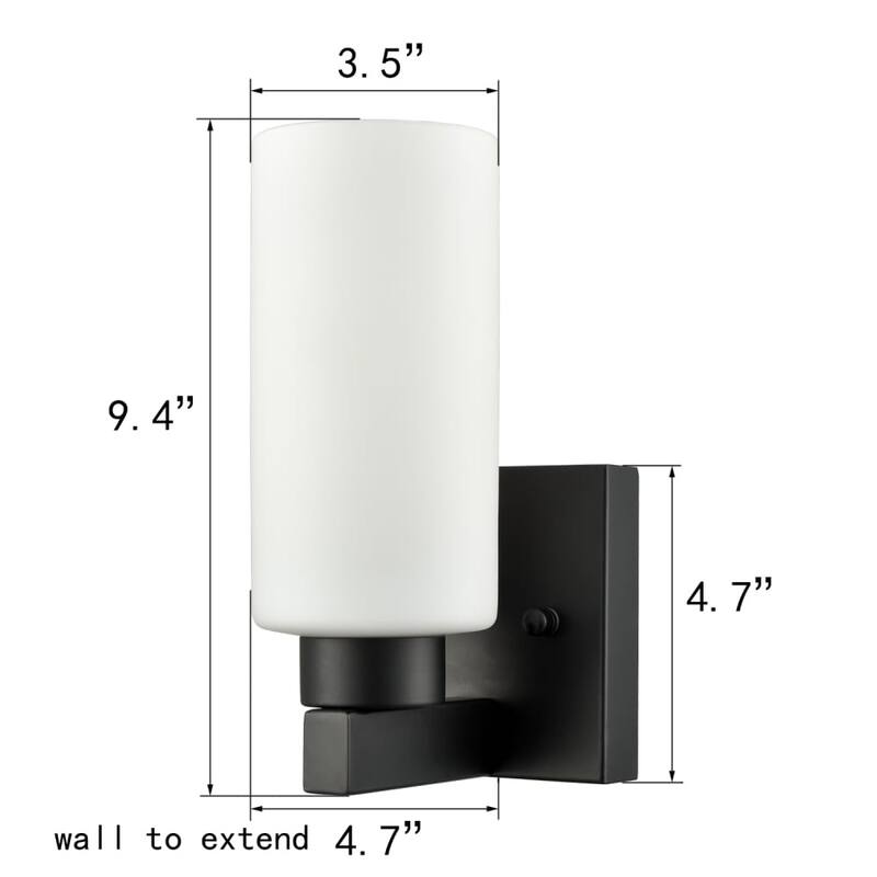 Teano Modern Wall Vanity Light Milky White Cylinder Glass Set of 2