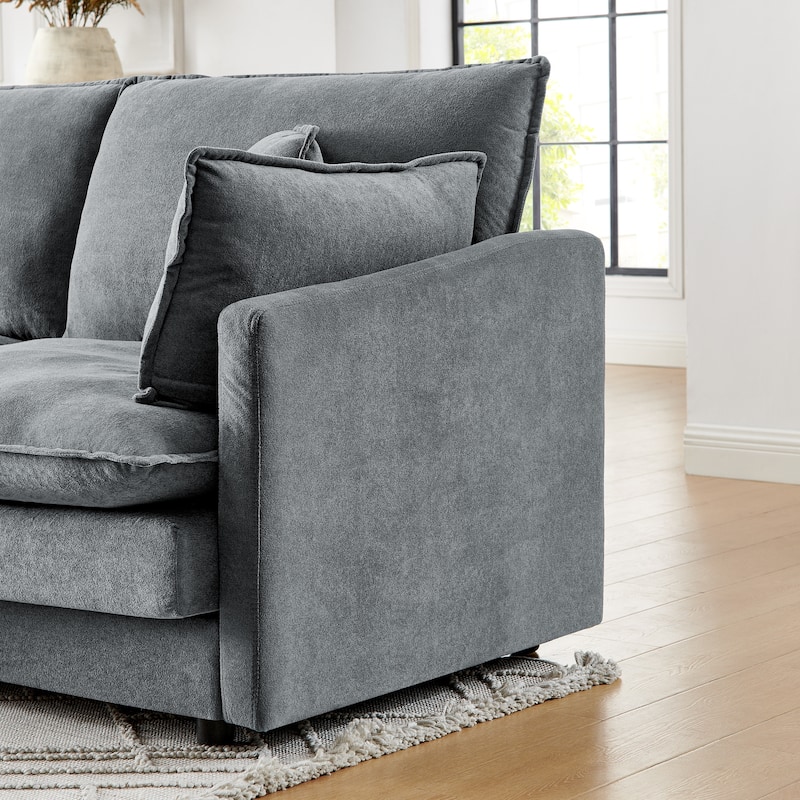 Oversize 4 Seater L Shaped Sectional Sofa Couch with Ottoman