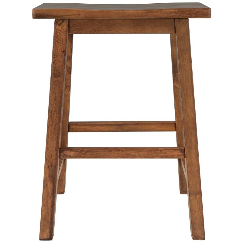 Farmhouse Rustic 2-piece Counter Height Wood Kitchen Dining Stools for Small Places