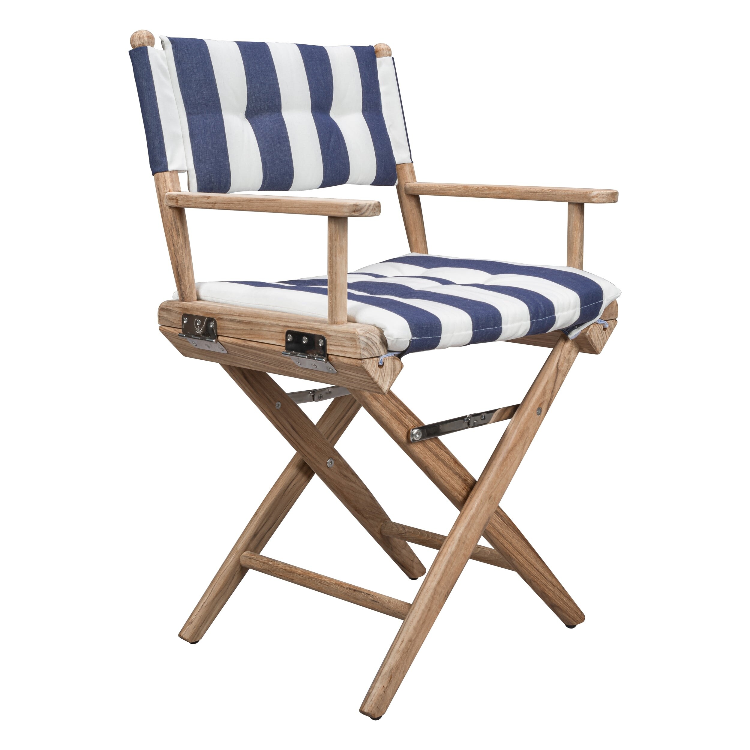 Solid Teak Director s Chair with Cushion Seat Covers Sanded
