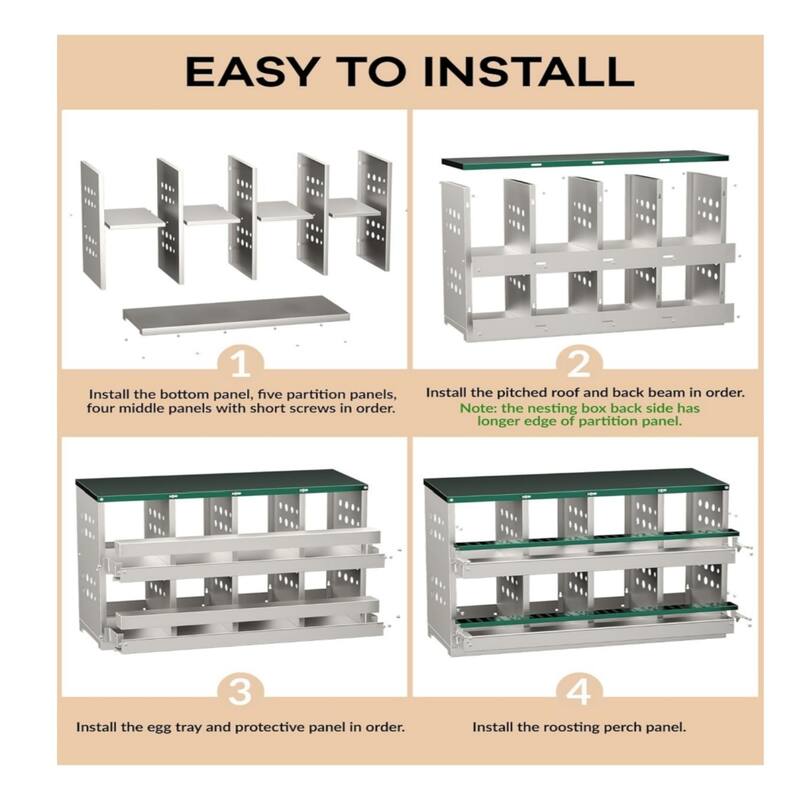 8-Compartment Chicken Nest Box with Egg Collection Tray and 8 Fake Training Eggs Red