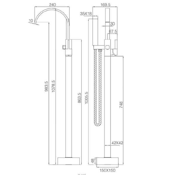 Single Handle Floor Mounted Freestanding Tub Faucet On Sale Bed