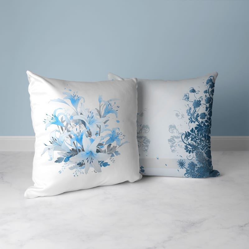 Lily Mist Serenity Faux Suede Reversible Throw Pillow Blue and Grey
