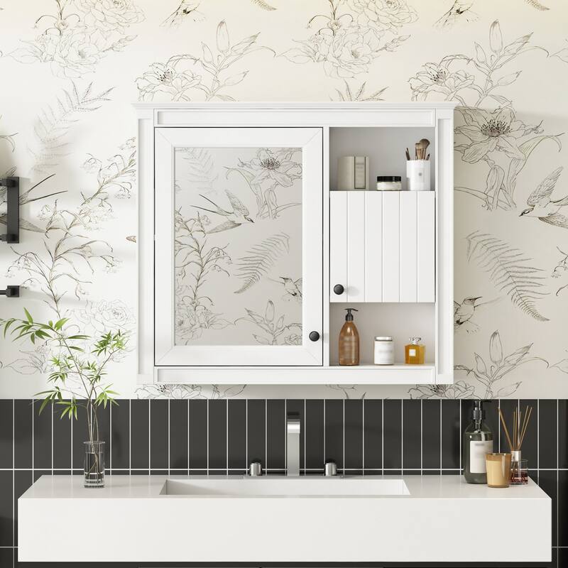 32'' Bathroom Wall Cabinet with Mirror,Medicine Cabinet with 3 Shelves,Over Toilet Storage