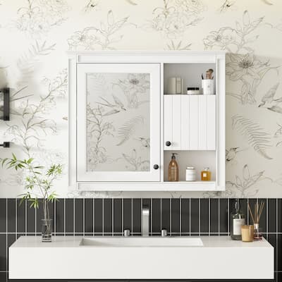 32'' Bathroom Wall Cabinet with Mirror,Medicine Cabinet with 3 Shelves,Over Toilet Storage