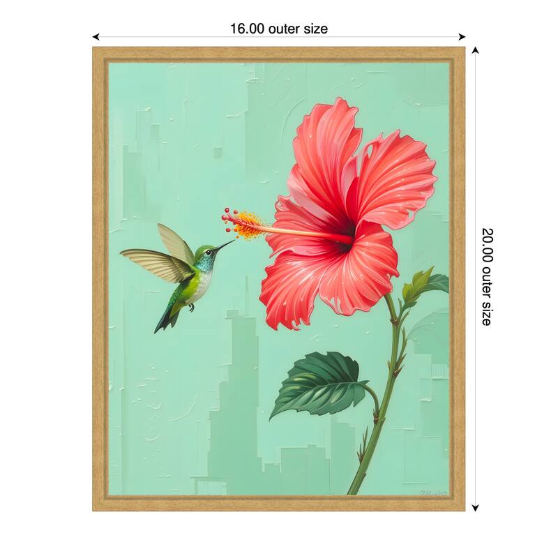 That One Time a Bird Visited My Garden by Kintsugi99 Framed Canvas Wall Art Print - 16 x 20 in