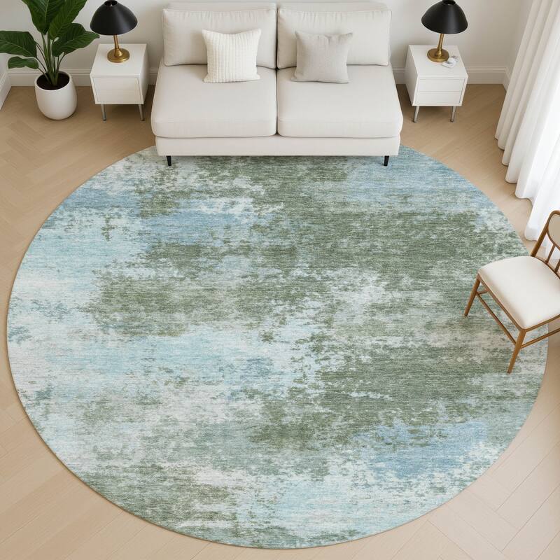 Premium Washable Super Soft Abstract Casual Mayfield Rug - Sage - 8' x 8'